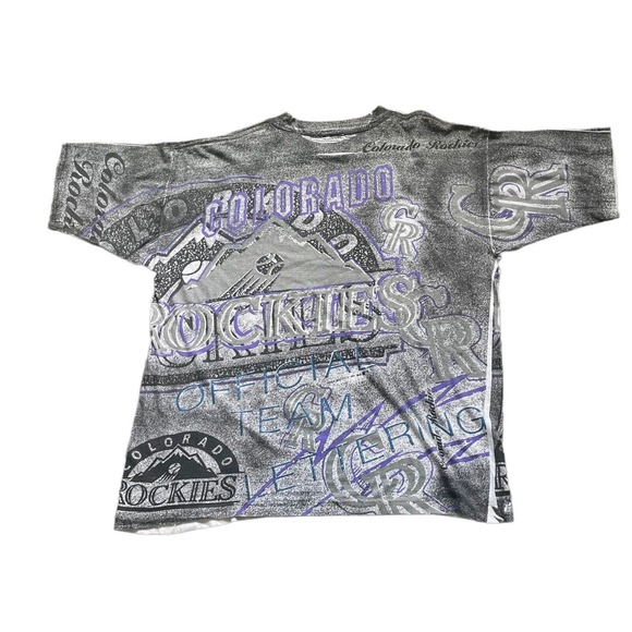 VTG 90’s Colorado Rockies MLB Baseball‎ AOP All Over Print Single Stitch Large - Picture 6 of 7